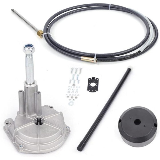 OUTGOO Boat Steering Cable 12' Outboard Rotary Steering Kit 12 Feet Boat Rotary Steering Kit 3/4'' Tapered Shaft for Boat Steering