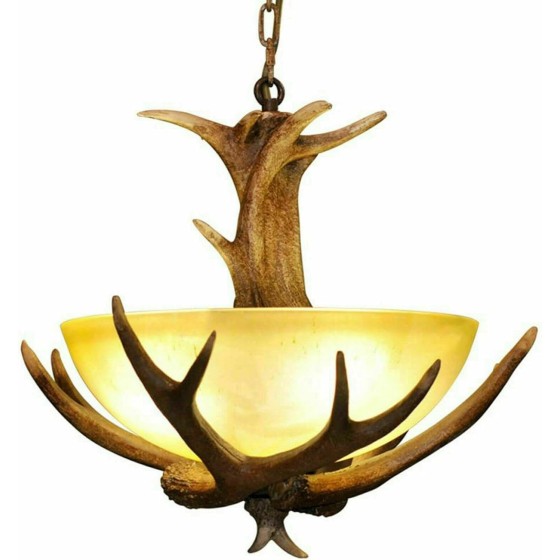 3 Heads Antler Chandelier, Farmhouse Pendant Light Fixture, Indoor Rustic Hanging Light, Deer Antlers Light for Kitchen Island Dining & Living Room