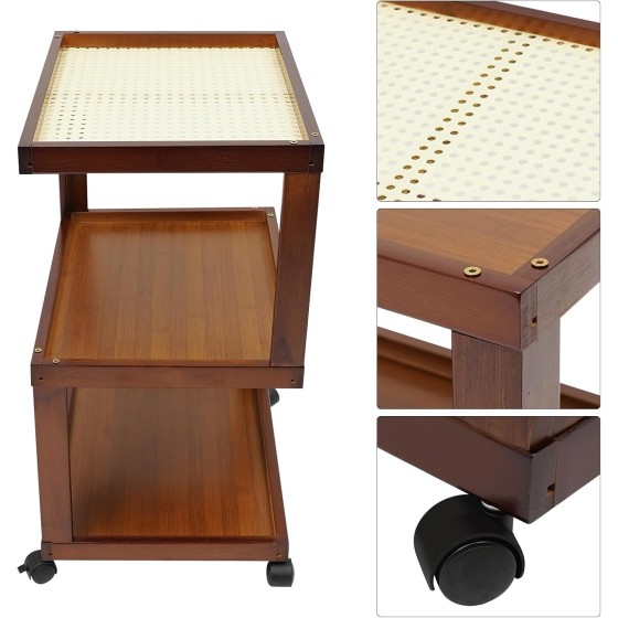OUTGOO Wooden Narrow Nightstand Bedside Table Bedroom Furniture Bedroom Sofa Coffee Side Table for Office，Dormitory（Brown，11.81 inches Wide）